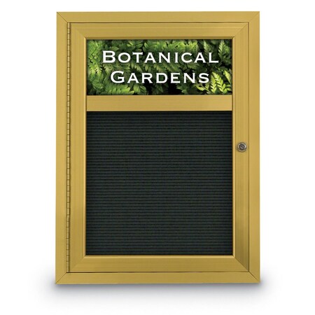 United Visual Products Indoor Enclosed Combo Board, 42"x32", Gold Frame/Black Porc & Rubber UVCB4232G-BLKPORC-RUBBER